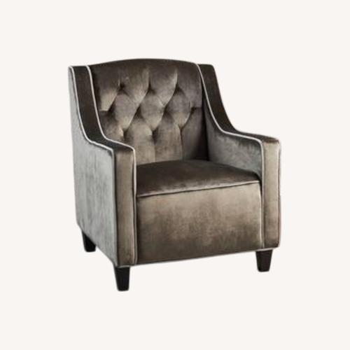 Used Living Spaces Light Gray Velvet Armchair for sale on AptDeco