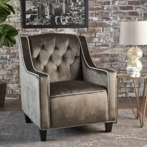 Used Living Spaces Light Gray Velvet Armchair for sale on AptDeco