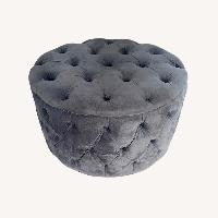 Living Spaces Light Gray Velvet Ottoman
