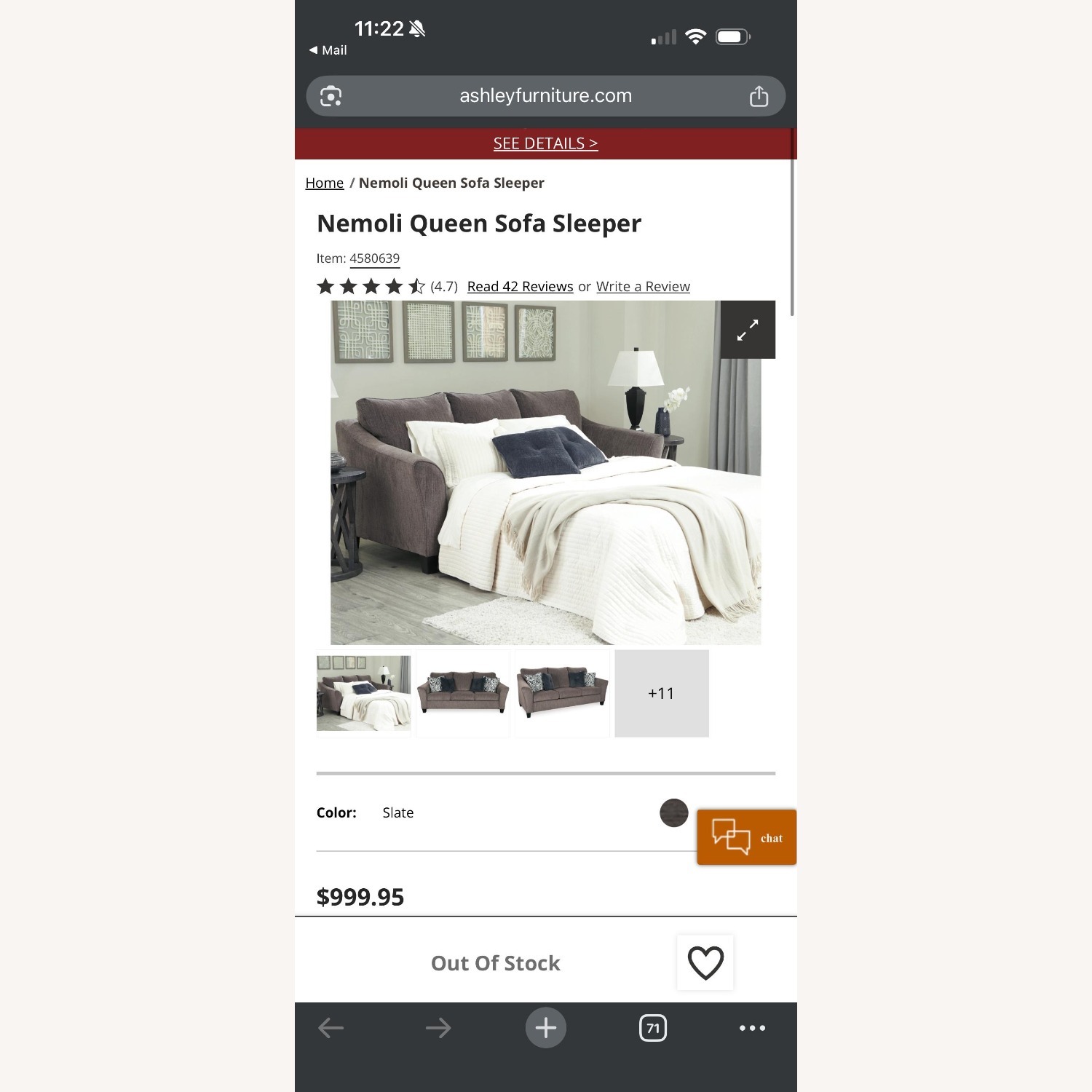 Ashley Furniture Nemoli Queen Sofa Sleeper - image-4