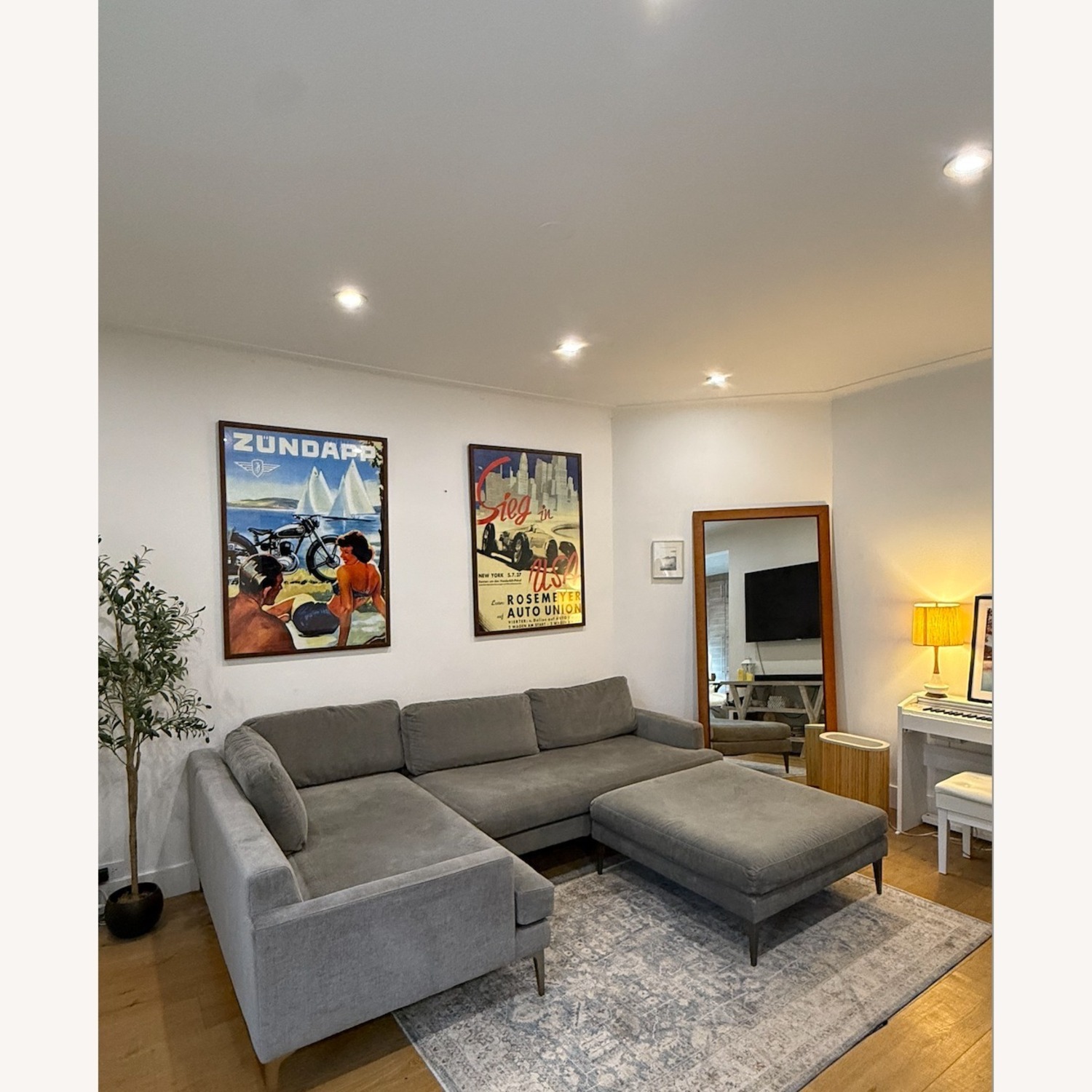 West Elm Dark Gray Fabric 3+ Piece Sectional - image-1