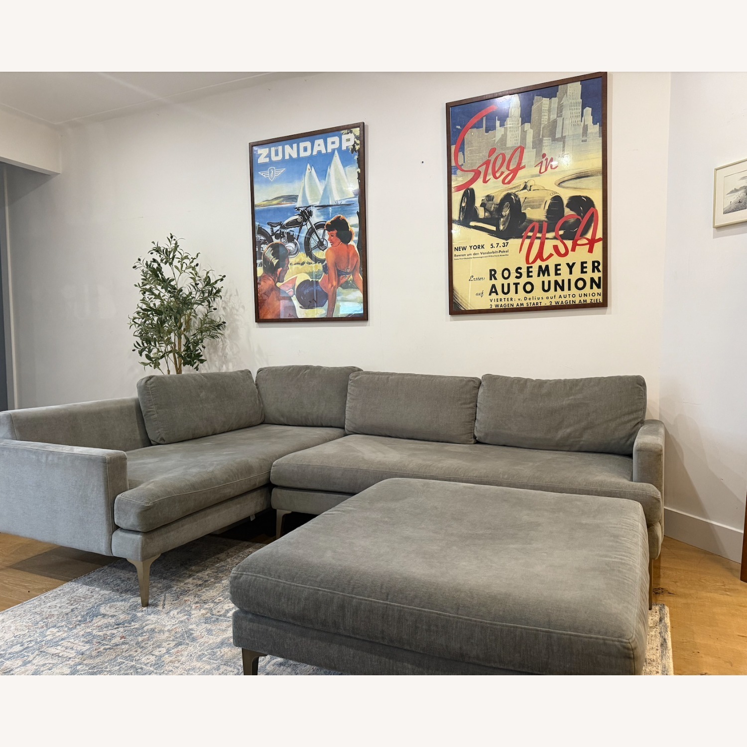 West Elm Dark Gray Fabric 3+ Piece Sectional - image-2