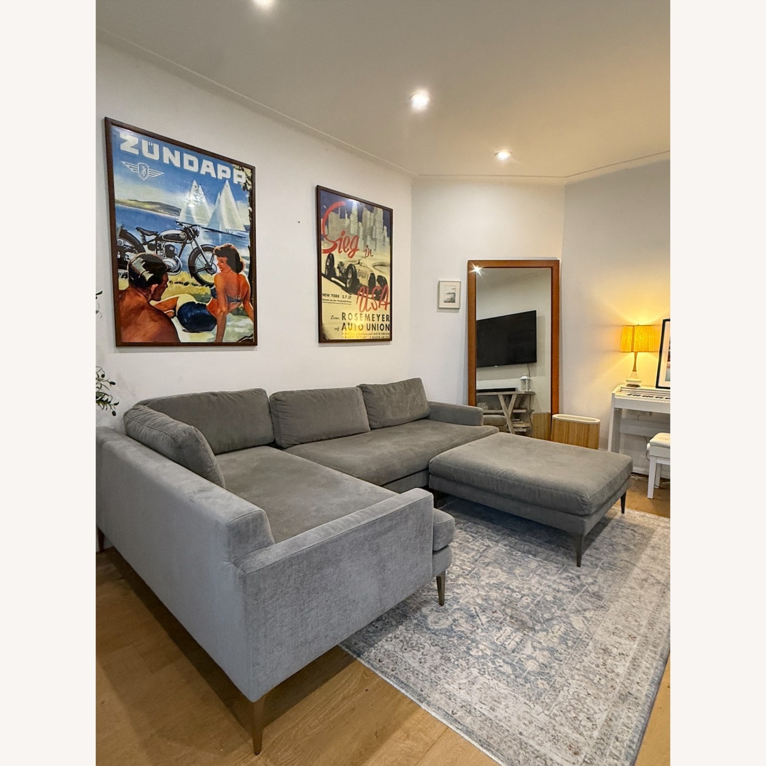 West Elm Dark Gray Fabric 3+ Piece Sectional - image-4