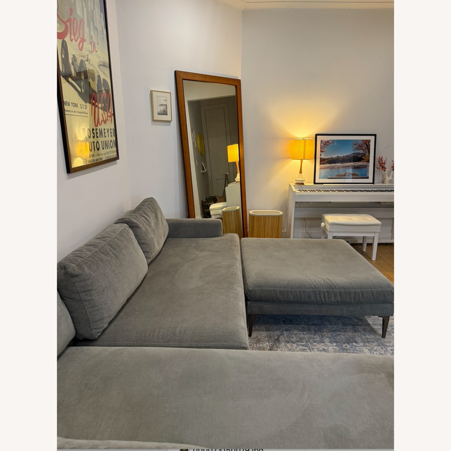 West Elm Dark Gray Fabric 3+ Piece Sectional - image-6