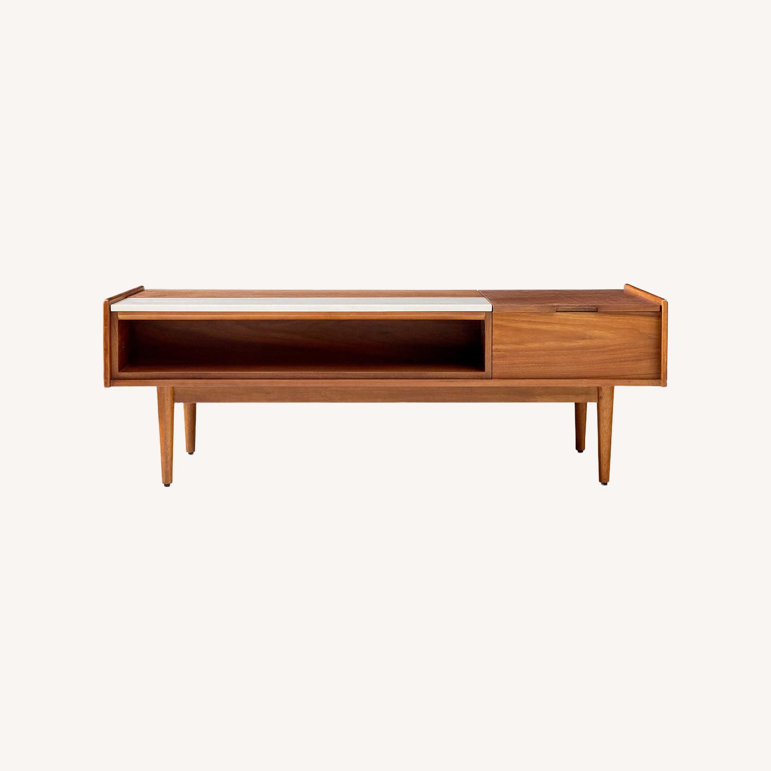 West Elm Mid Century Light Brown Wood Coffee Table - image-0