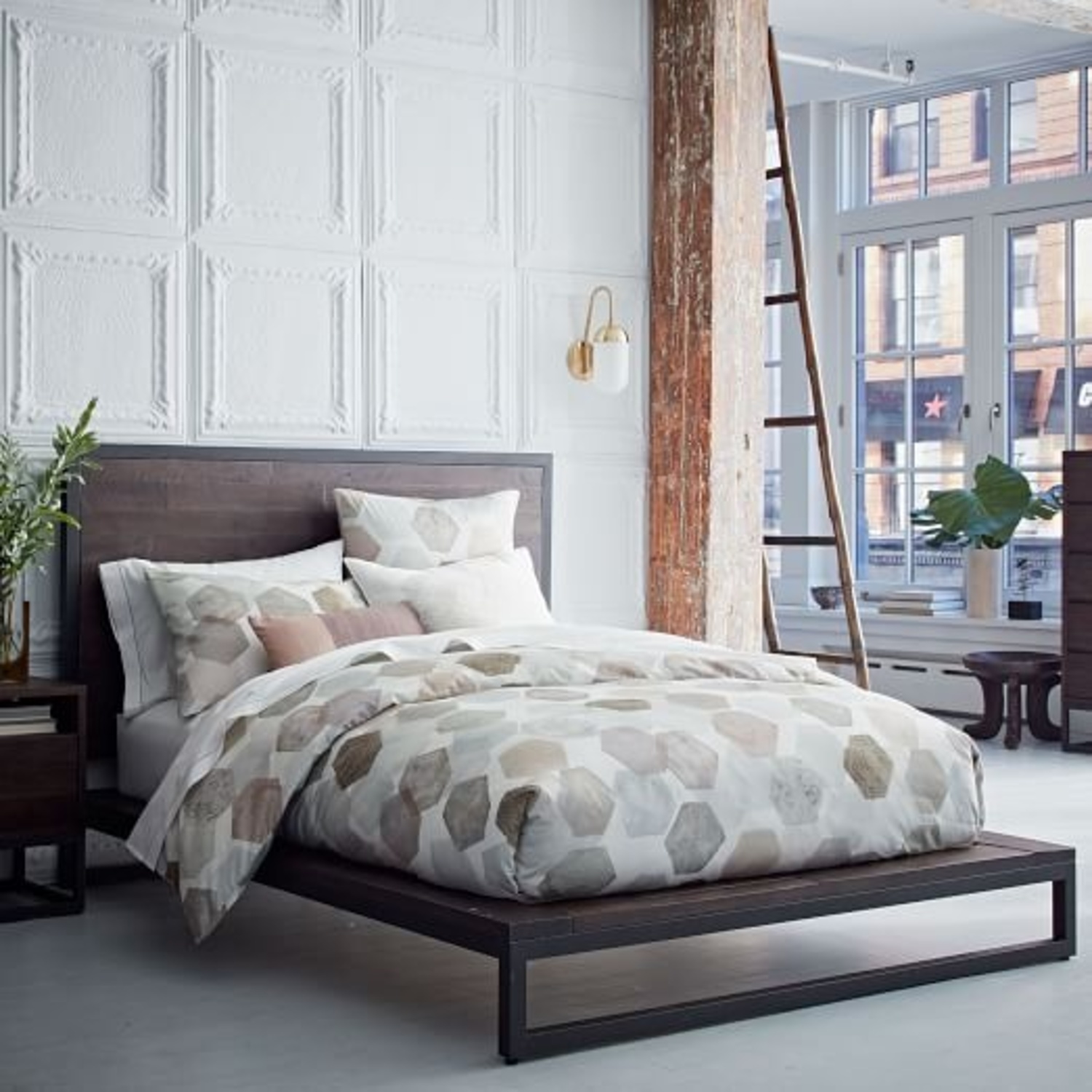 West Elm Logan Dark Brown Wood Storage King Bed - image-6