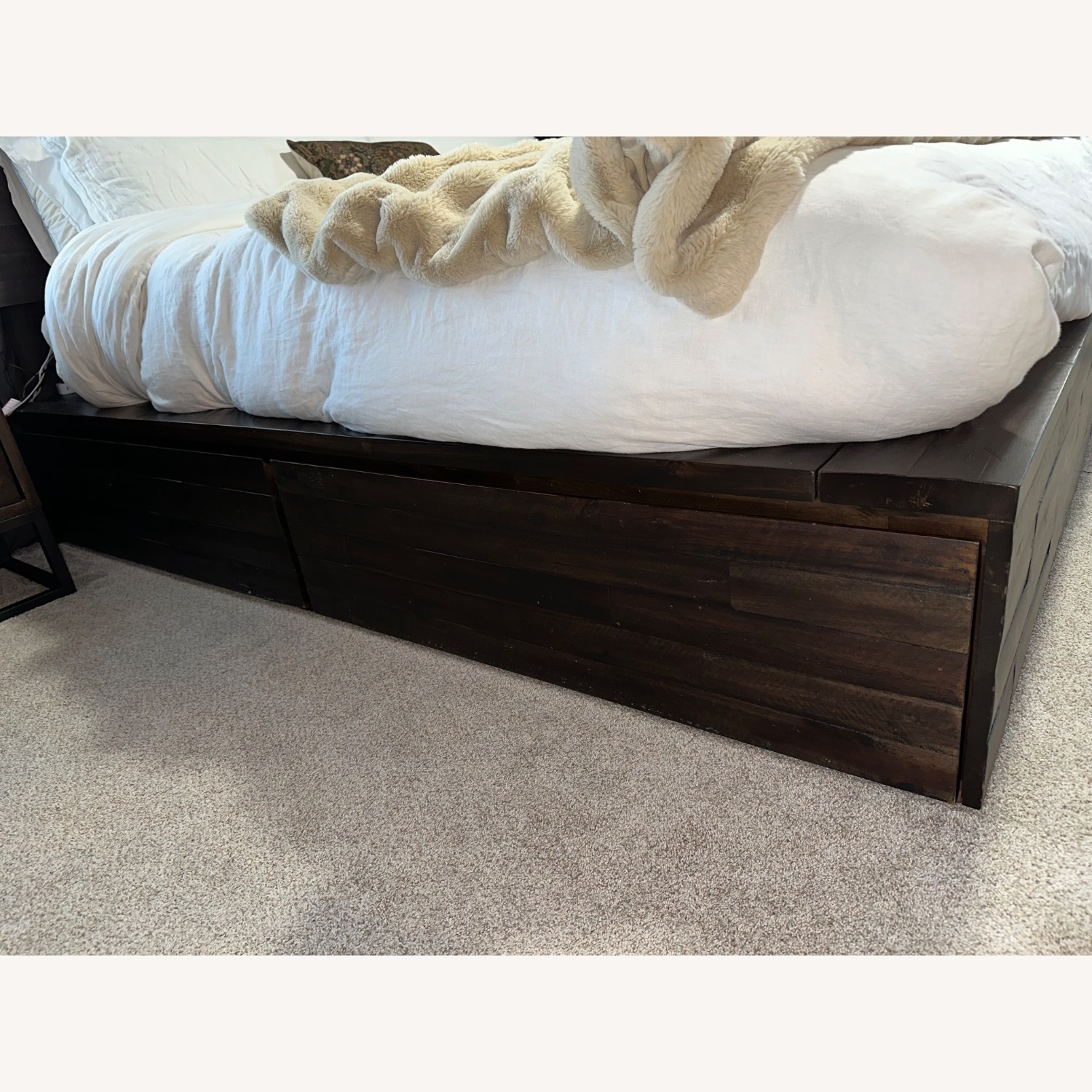 West Elm Logan Dark Brown Wood Storage King Bed - image-3