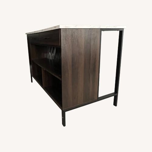 Used Home Depot Dark Brown Wood Kitchen Island for sale on AptDeco