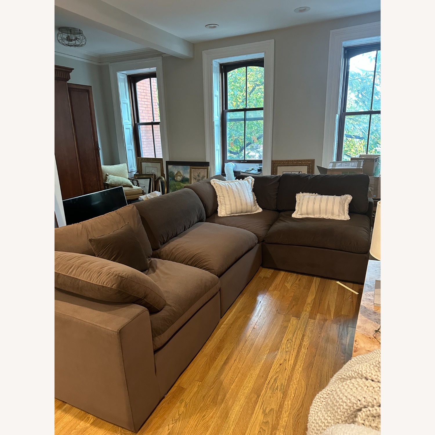 Dark BrownMeridian Dark Brown 4 Piece Sectional - image-3