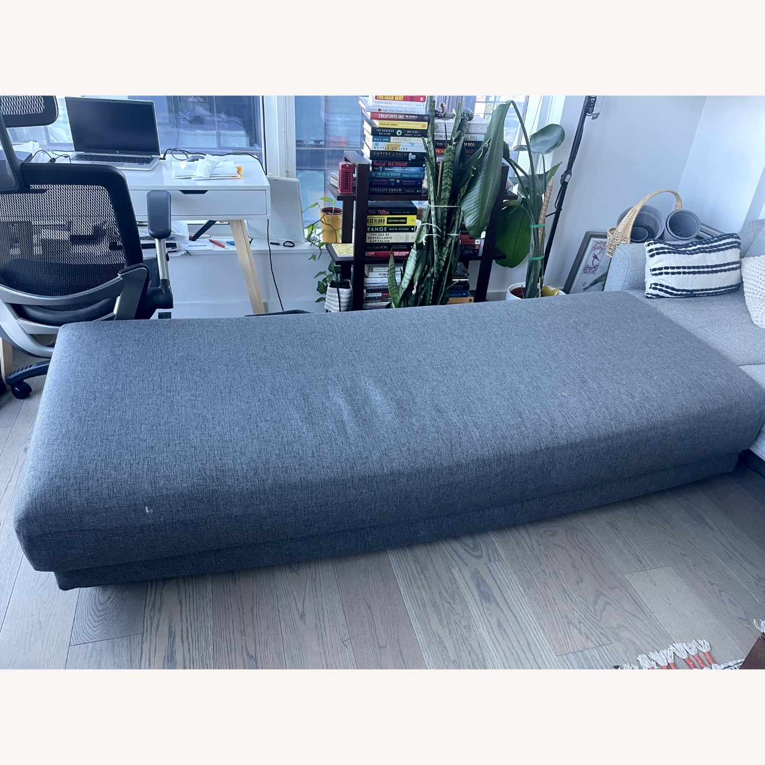 Burrow Dark Gray Fabric Chaise Lounge - image-1