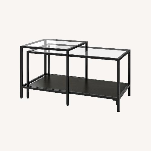 Used IKEA VITTSJÖ Black Glass Coffee Table for sale on AptDeco