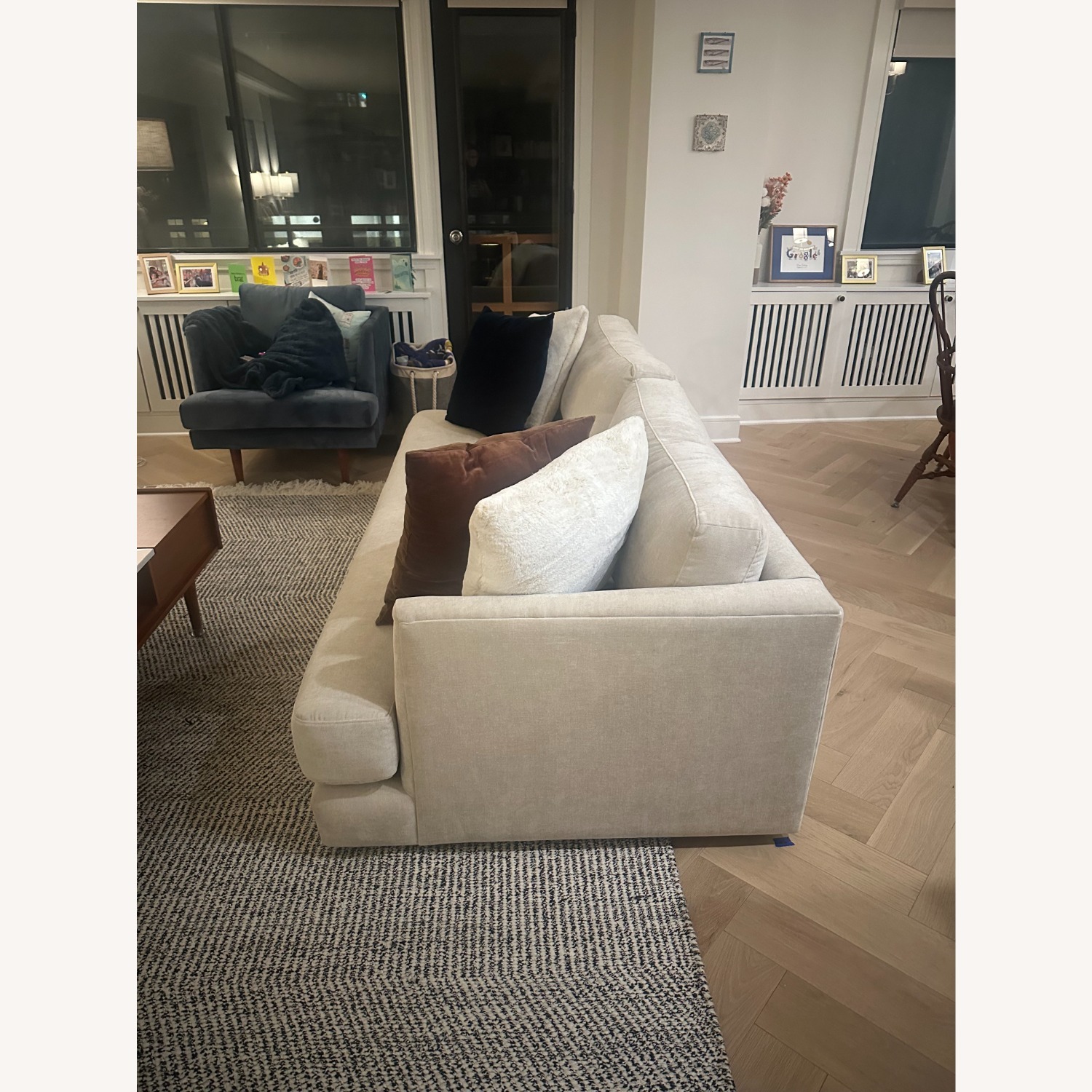 West Elm Haven Natural Velvet 3+ Seater Sofa - image-6