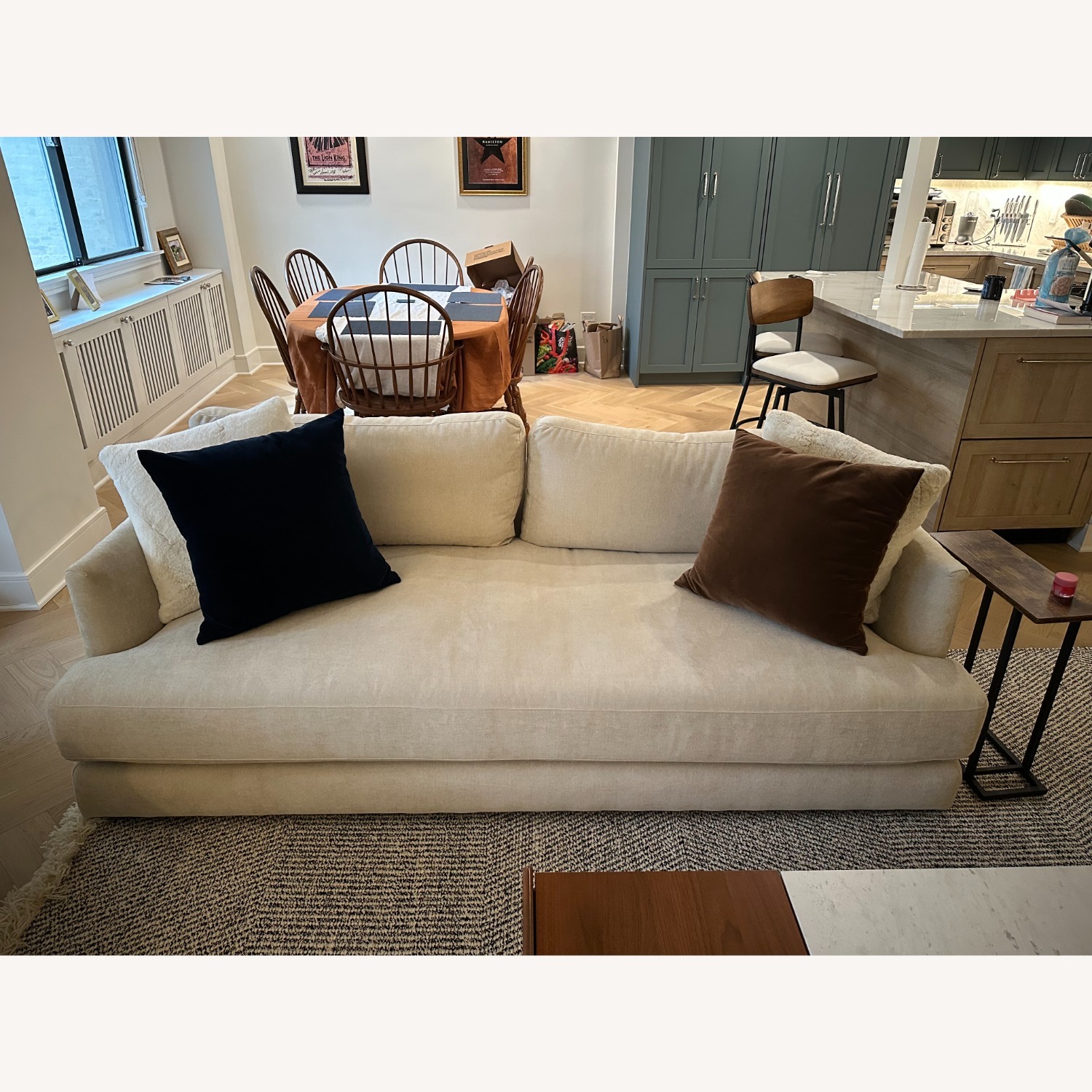 West Elm Haven Natural Velvet 3+ Seater Sofa - image-5