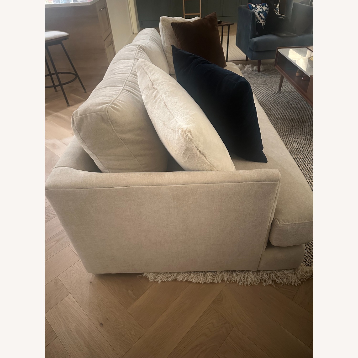 West Elm Haven Natural Velvet 3+ Seater Sofa - image-3