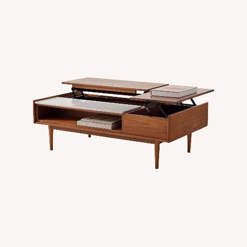 Used West Elm Mid-Century Marble Double Pop-Up Coffee Table (51") for sale on AptDeco