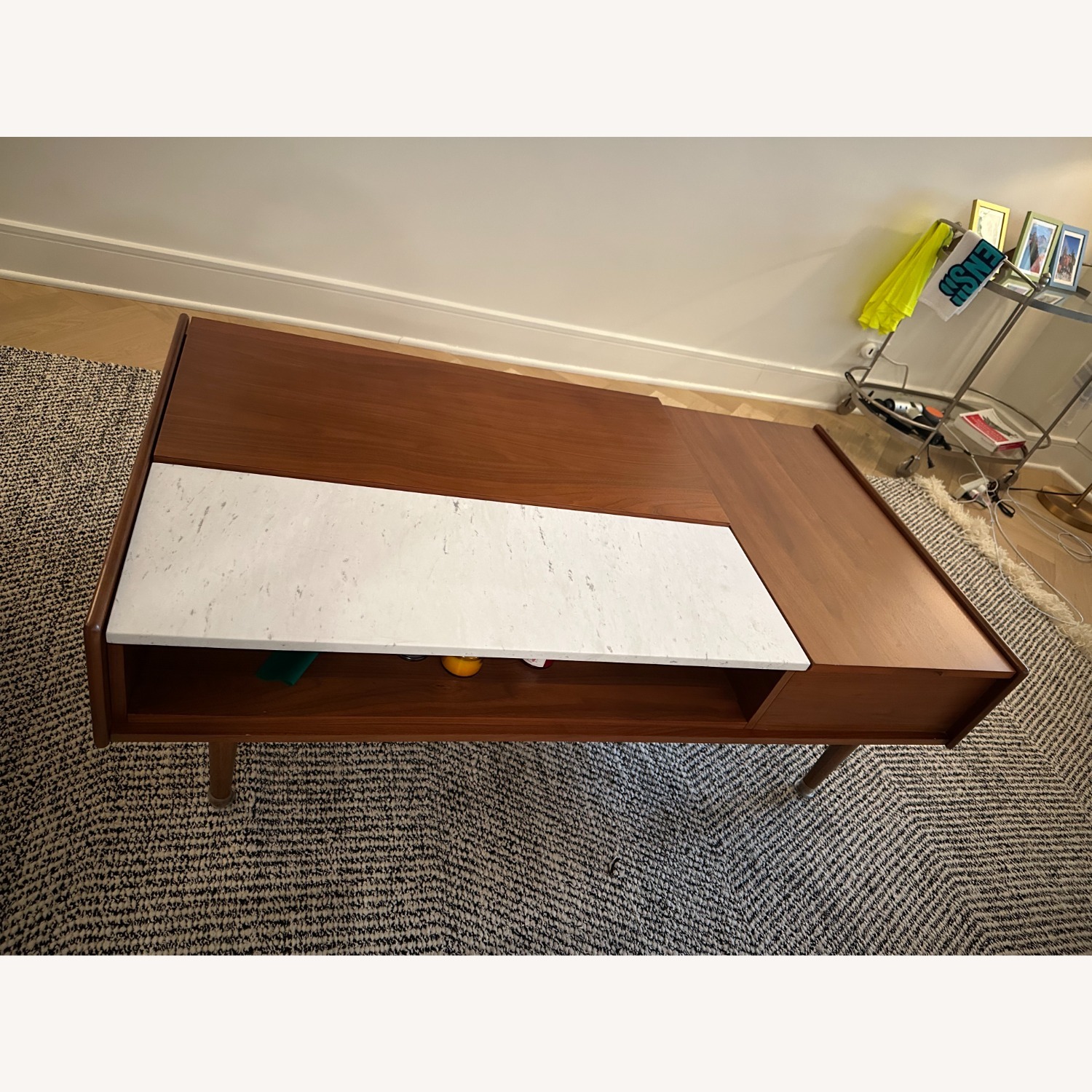 West Elm Mid-Century Marble Double Pop-Up Coffee Table (51") - image-2