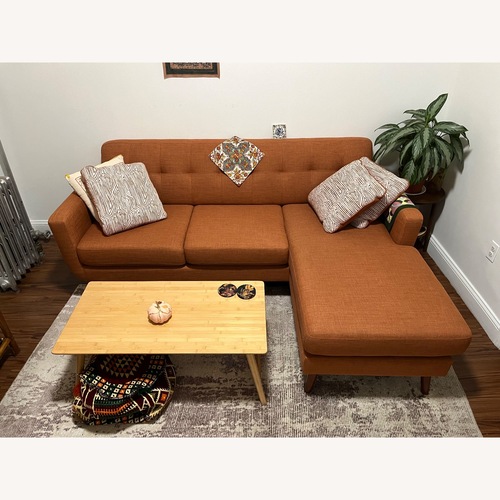 Used Bob's Discount Furniture Bettie Russet 86'' Orange 2 Piece Sectional for sale on AptDeco