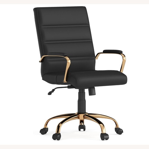 Used Padded Leather and Gold Office Chair for sale on AptDeco