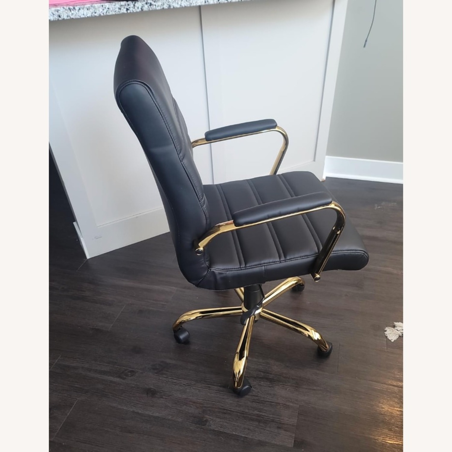 Padded Leather and Gold Office Chair - image-4
