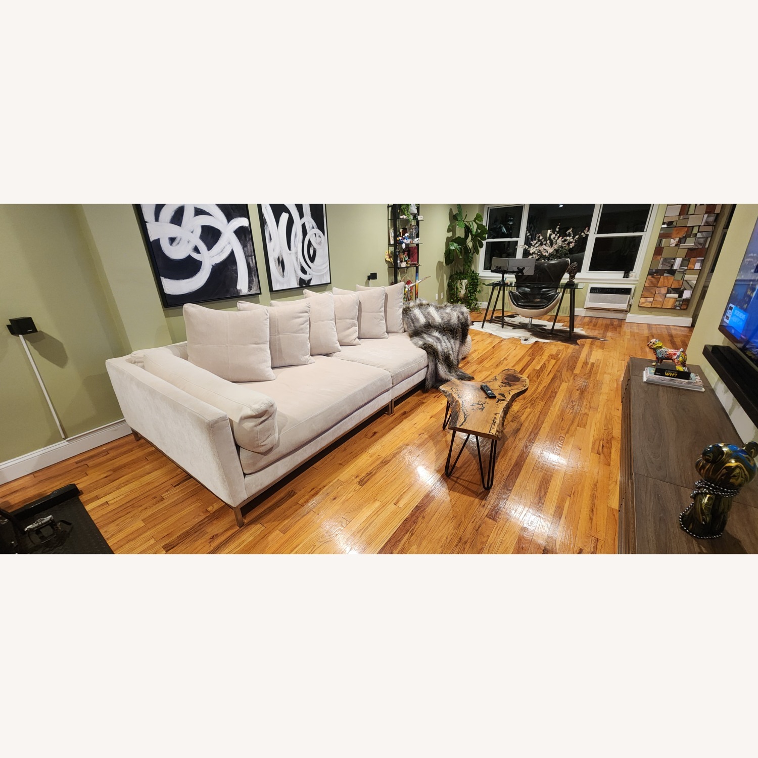 Z Gallerie Natural Suede 3+ Seater Sofa - image-2