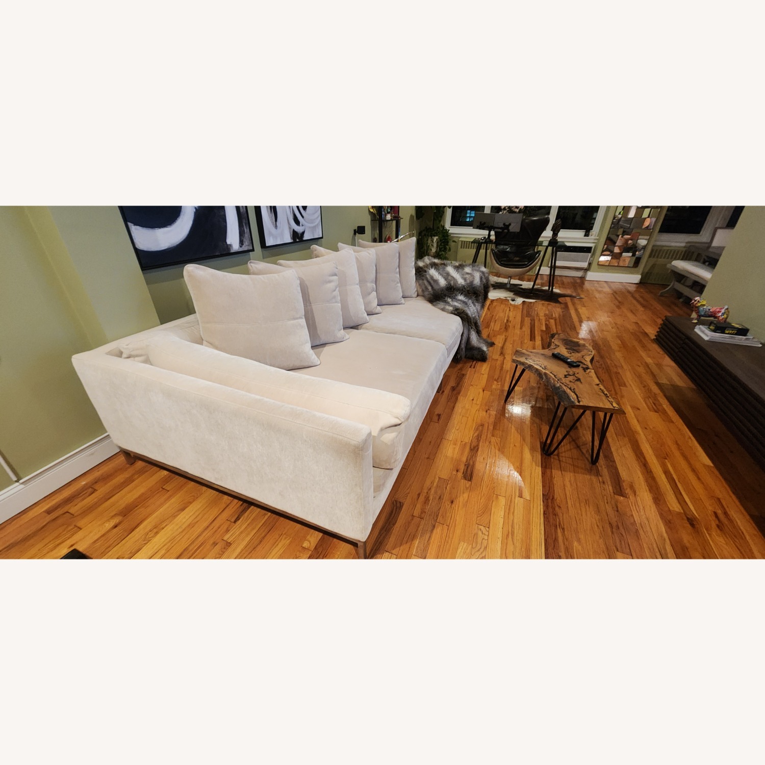 Z Gallerie Natural Suede 3+ Seater Sofa - image-3