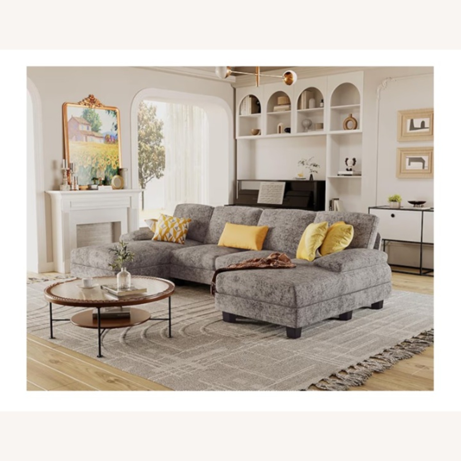 Furmax Light Gray Fabric 3+ Piece Sectional - image-1