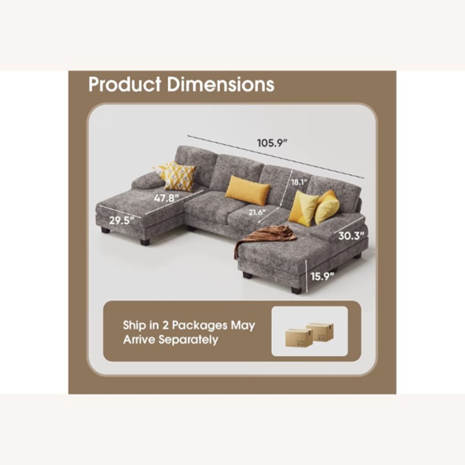 Furmax Light Gray Fabric 3+ Piece Sectional - image-3