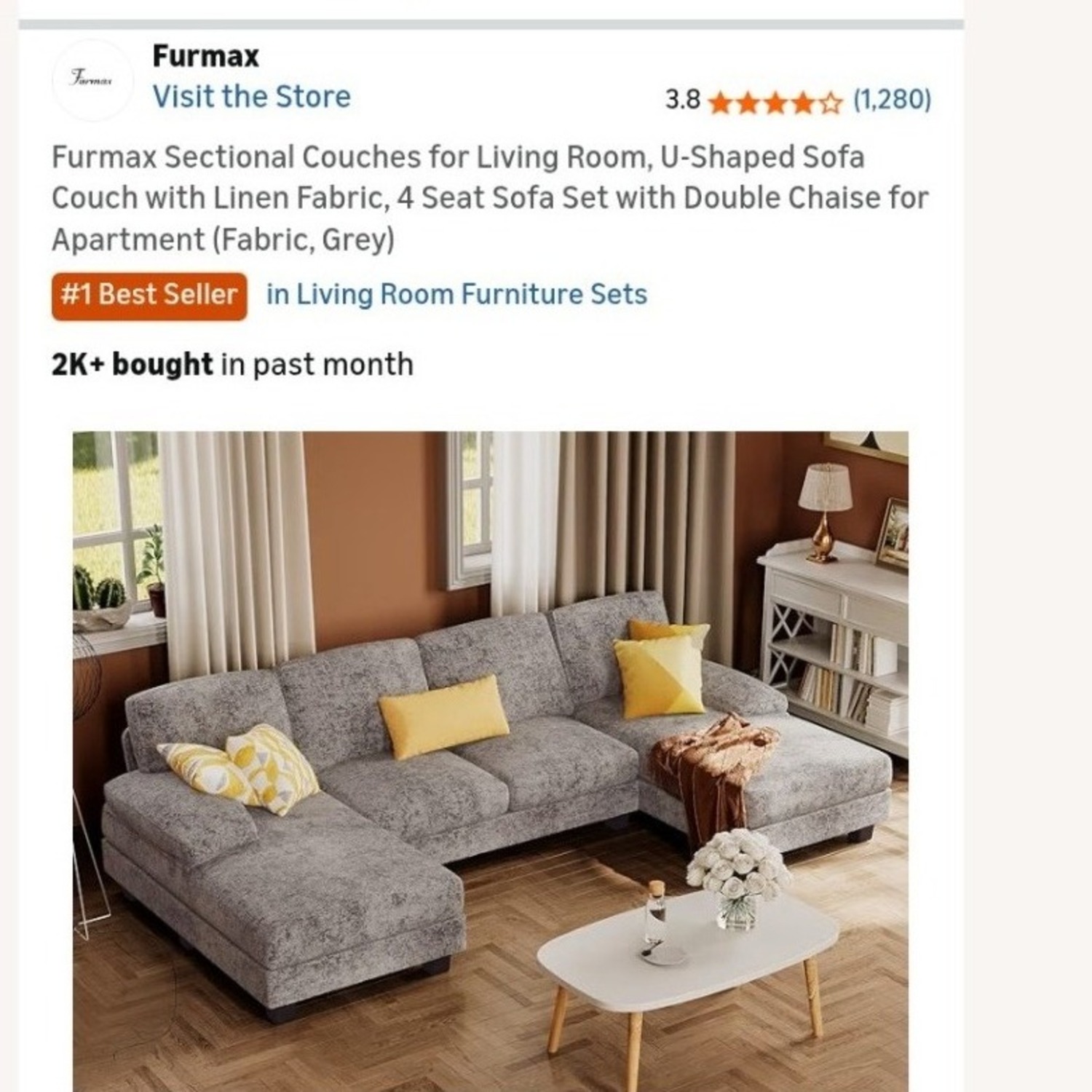 Furmax Light Gray Fabric 3+ Piece Sectional - image-4