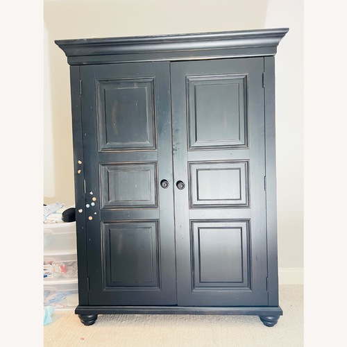 Used Black Wooden TV Laptop Office Cabinet  for sale on AptDeco