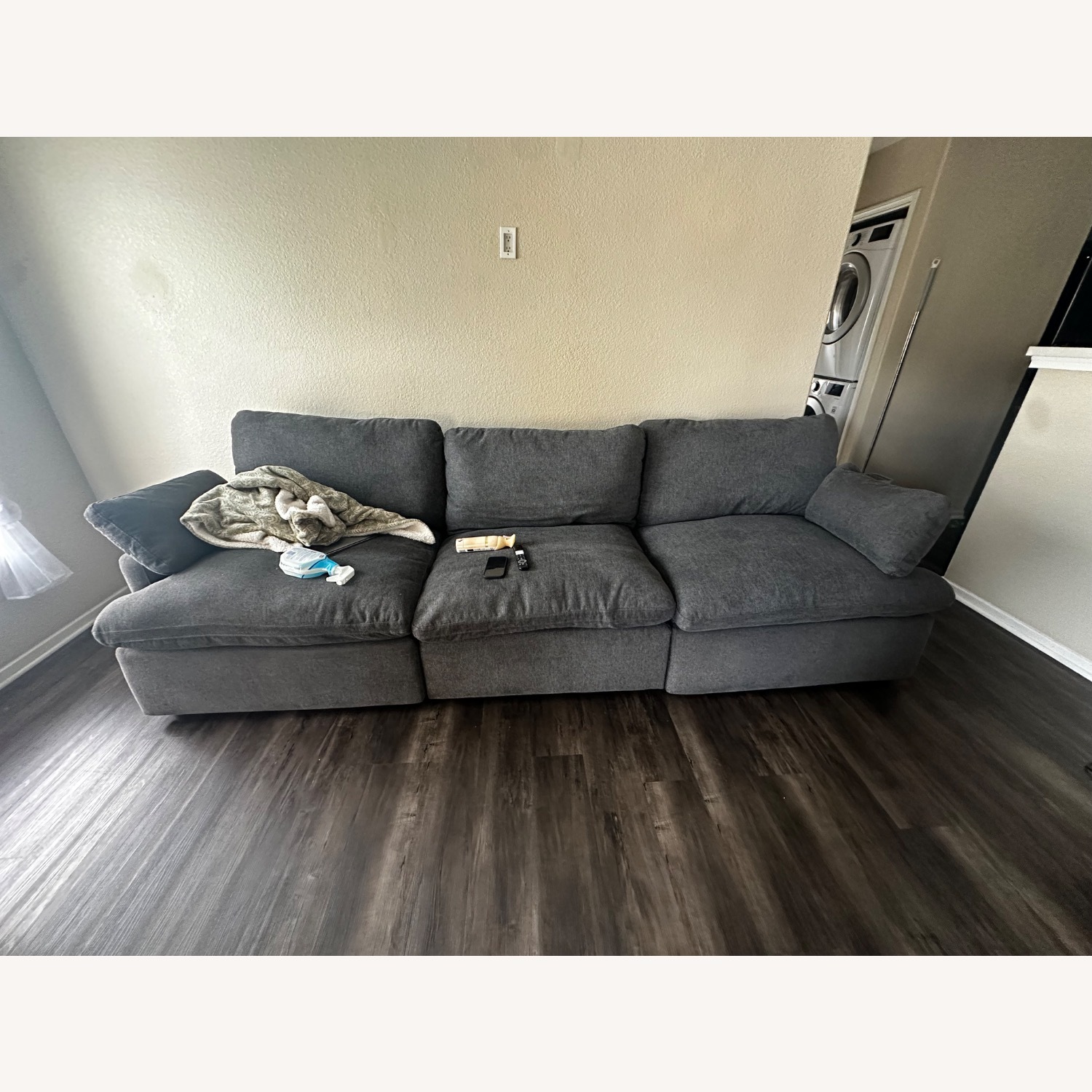 Dark Gray Fabric 3+ Seater Sofa - image-2