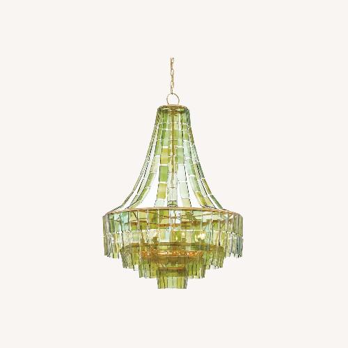 Used Williams Sonoma Vintner Green Glass Chandelier for sale on AptDeco
