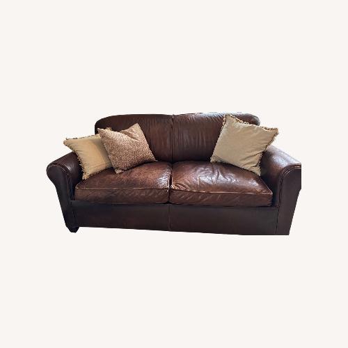 Used Crate & Barrel Dark Brown Leather 2 Seater Sofa for sale on AptDeco