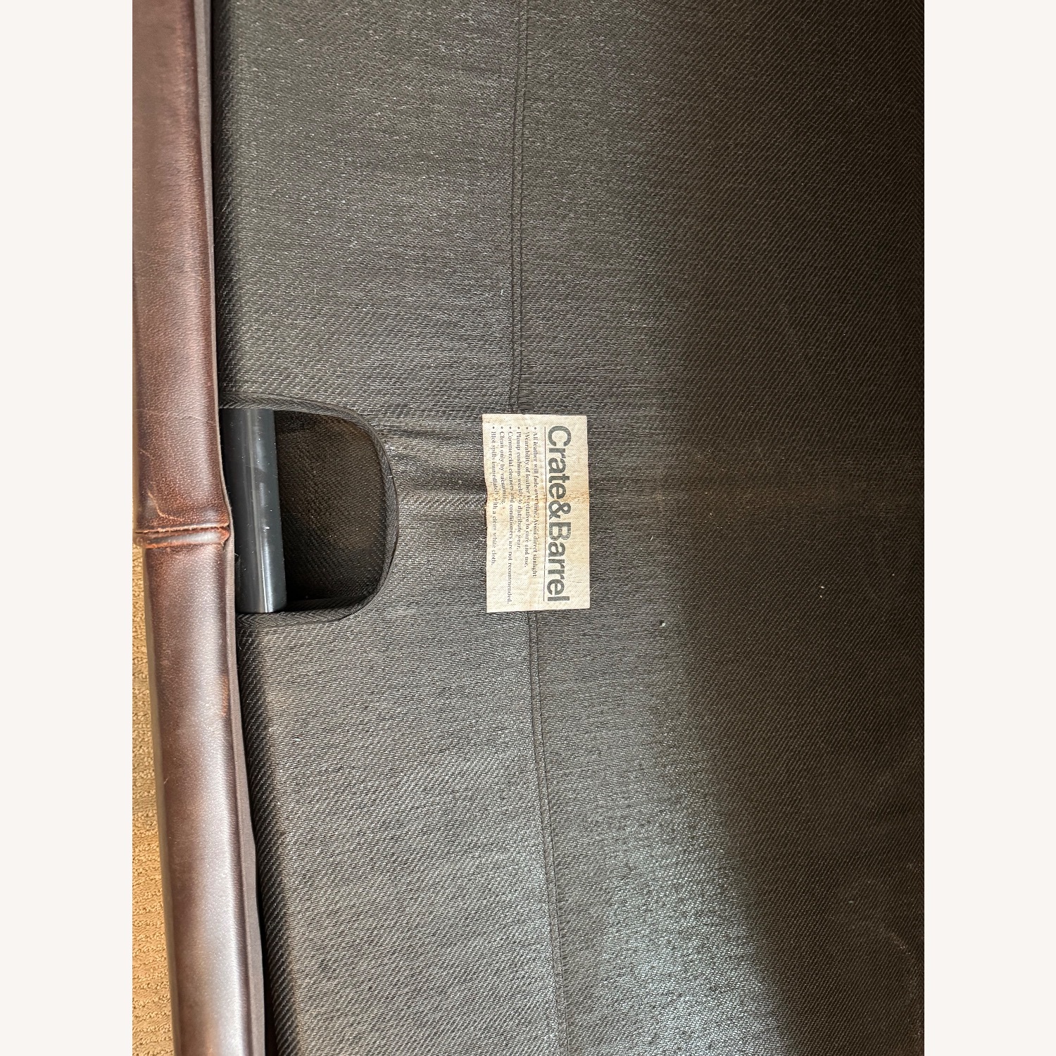 Crate & Barrel Dark Brown Leather 2 Seater Sofa - image-4