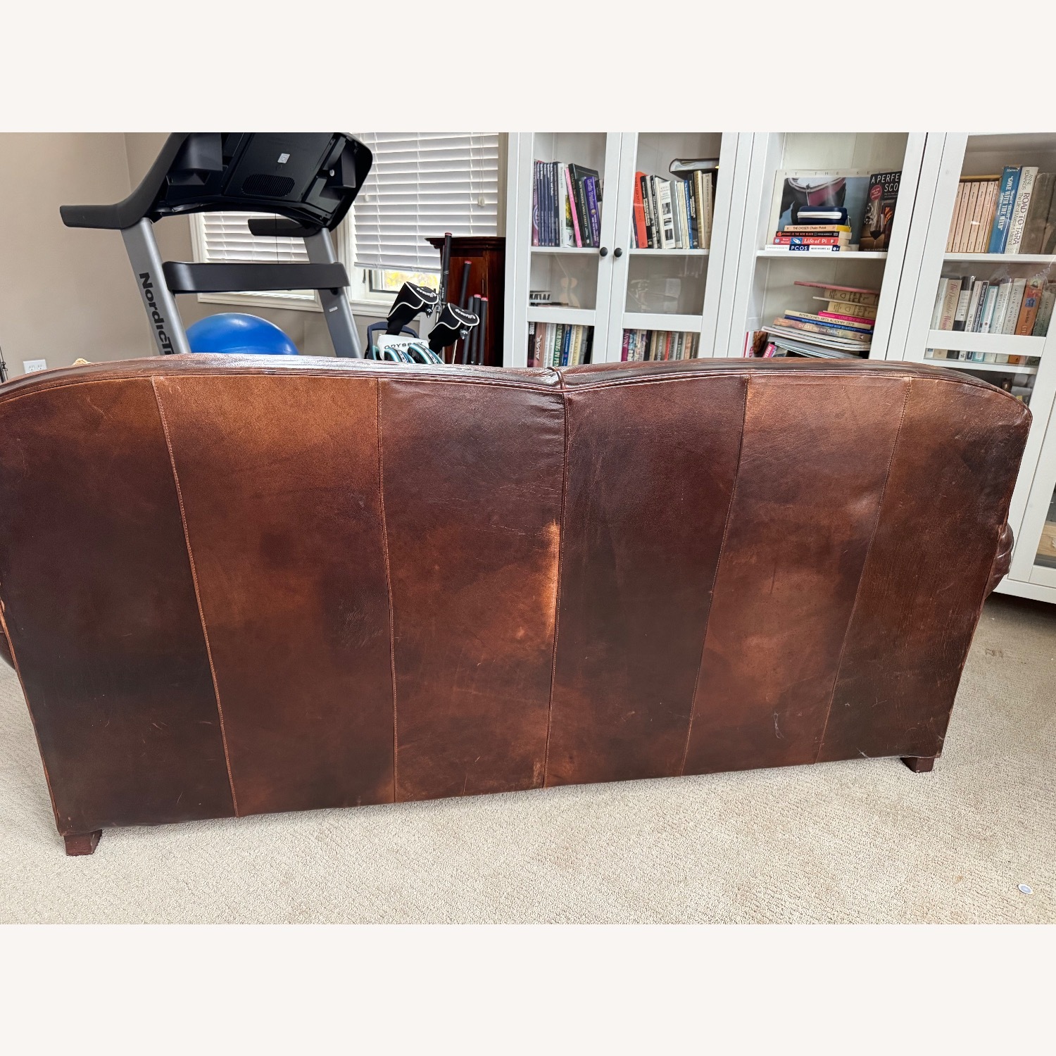 Crate & Barrel Dark Brown Leather 2 Seater Sofa - image-5