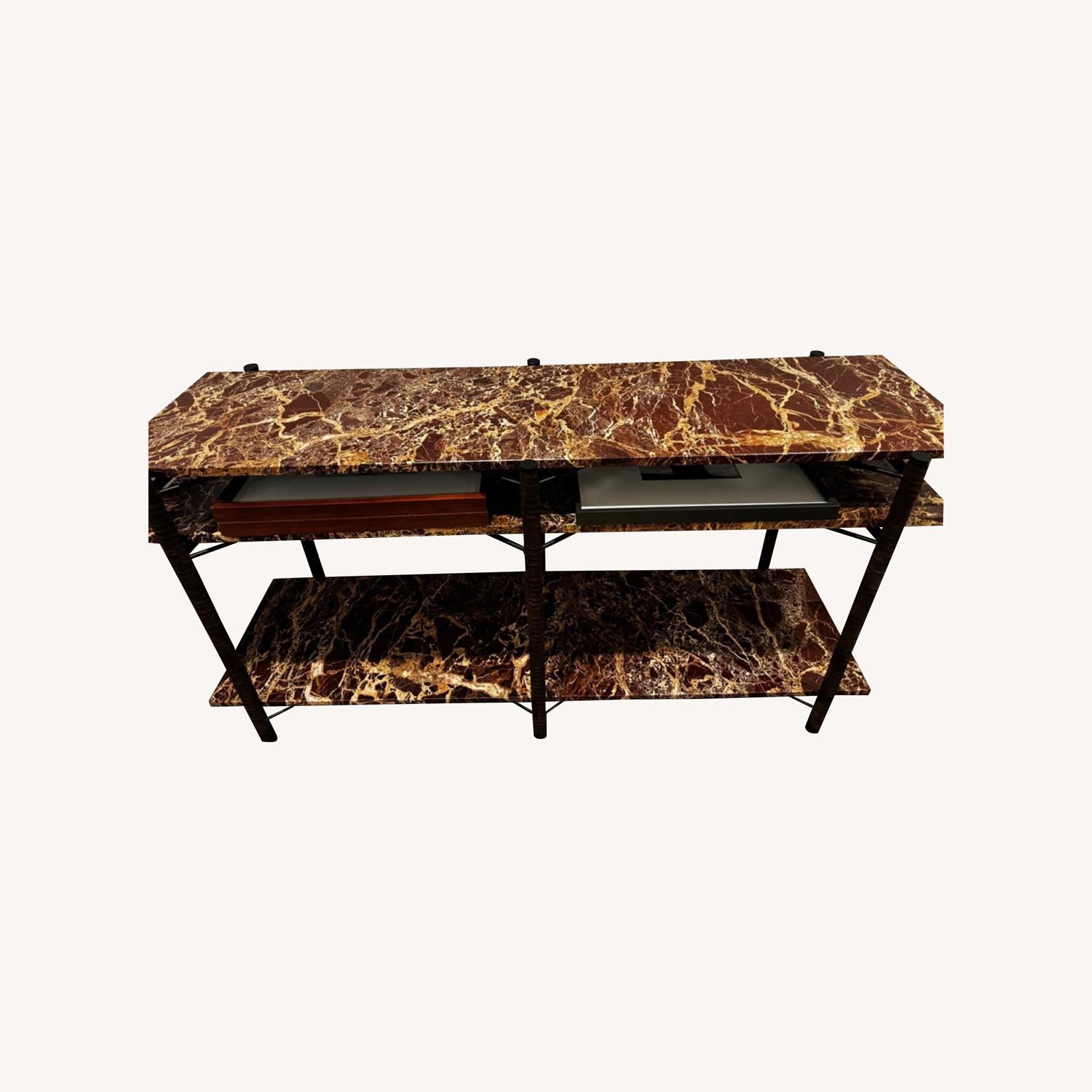 CB2 Ember Red Marble Console Table - image-5