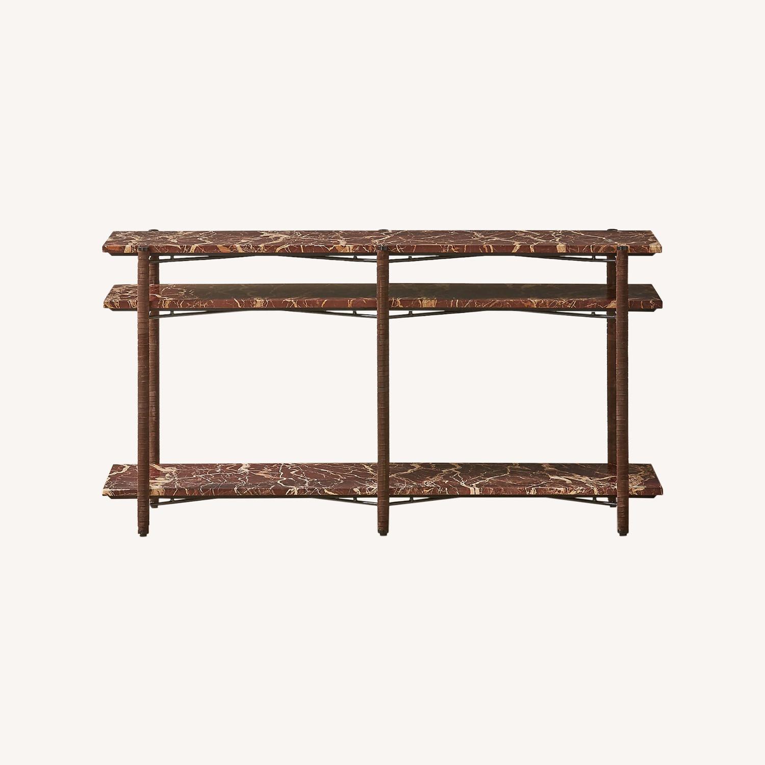 CB2 Ember Red Marble Console Table - image-0