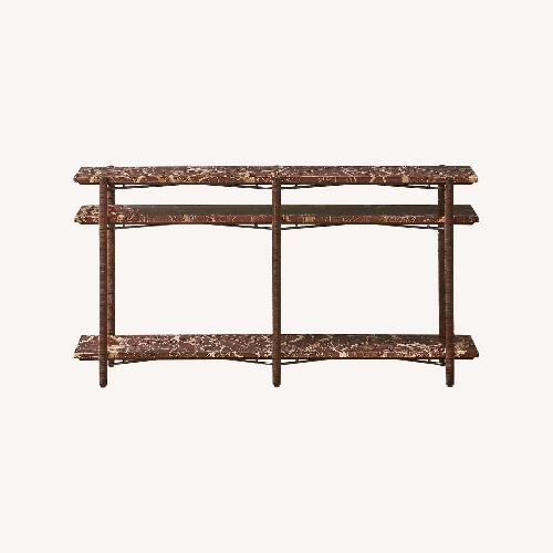 Used CB2 Ember Red Marble Console Table for sale on AptDeco