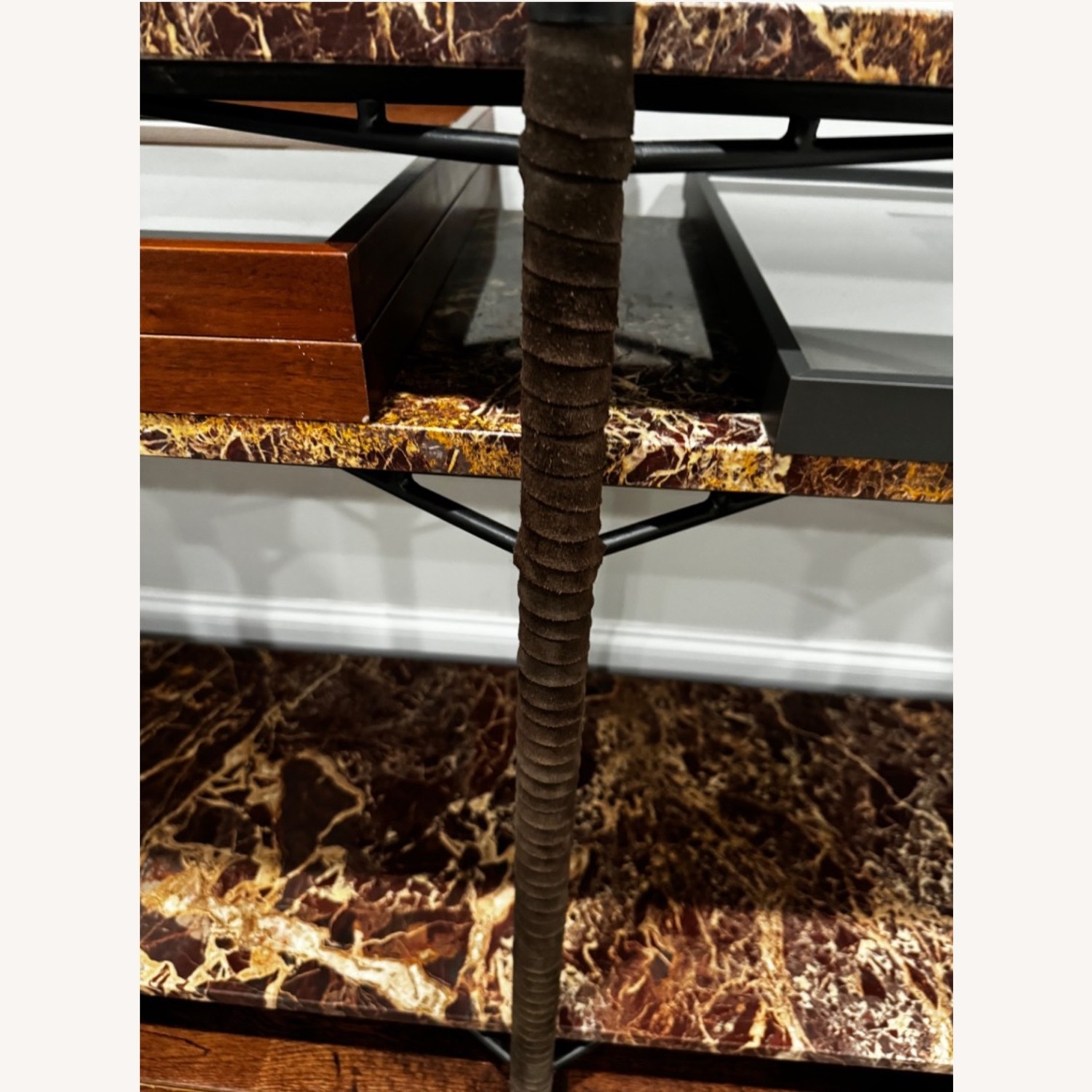 CB2 Ember Red Marble Console Table - image-2