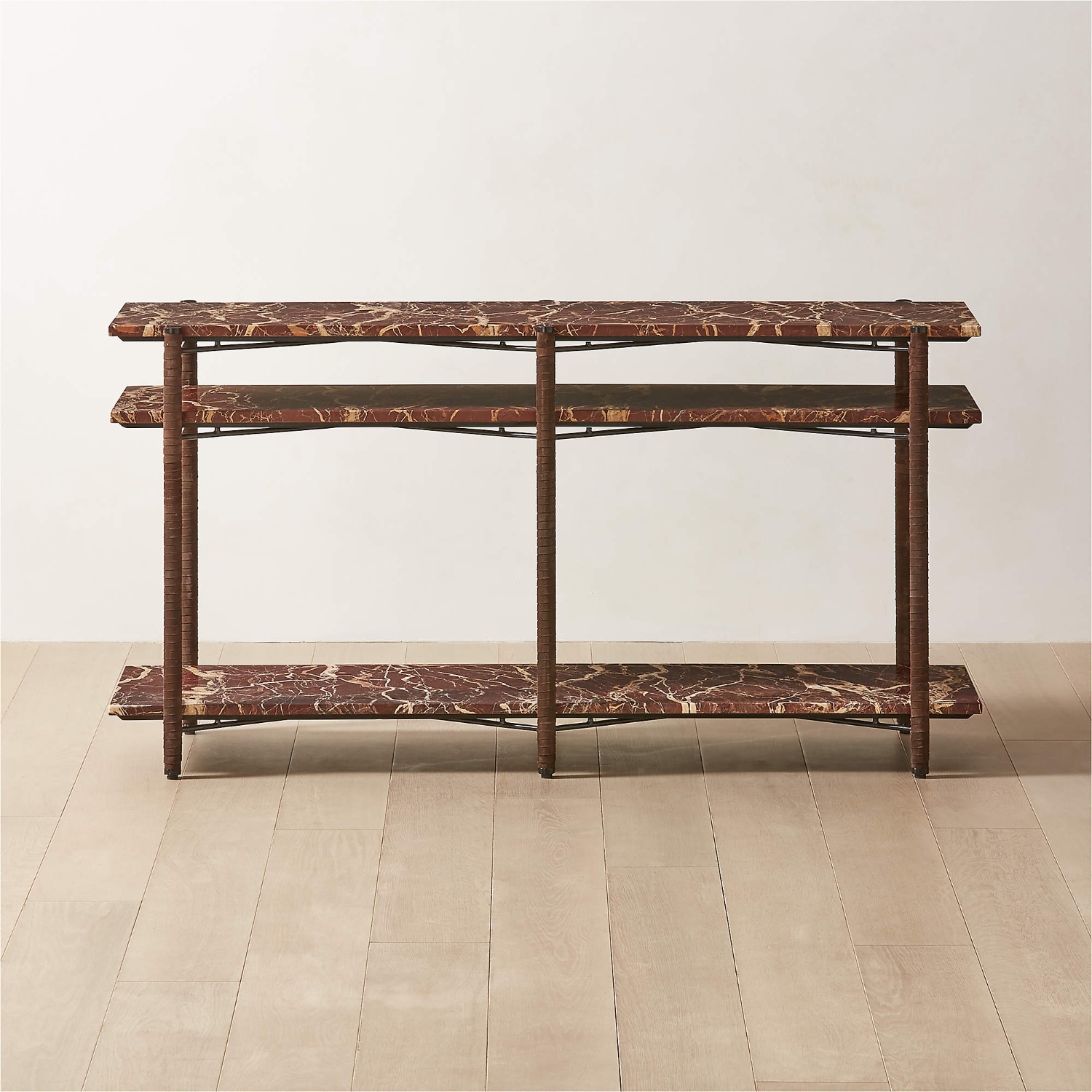 CB2 Ember Red Marble Console Table - image-4