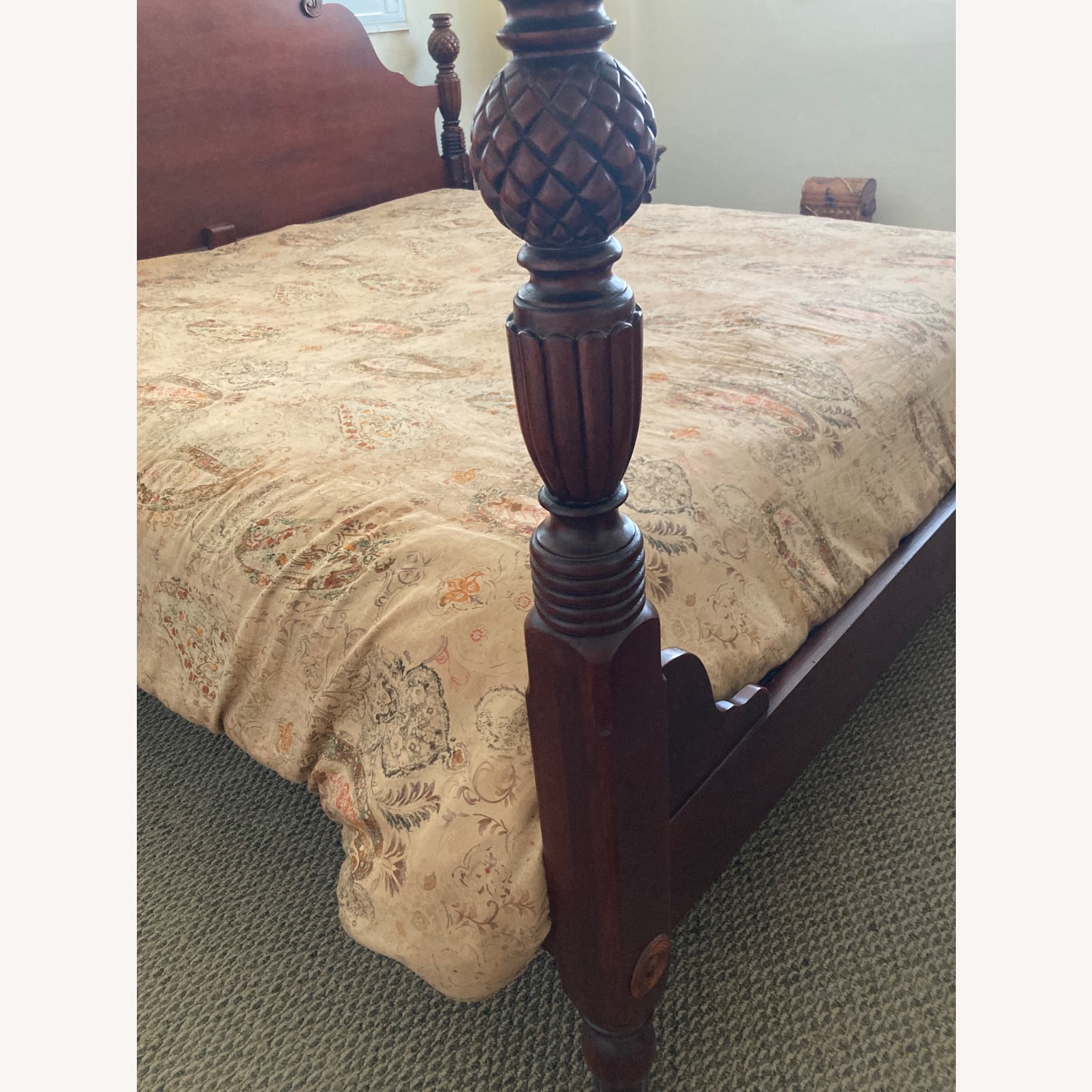Vintage/Antique Vintage Dark Brown Wood king size bed frame - image-5