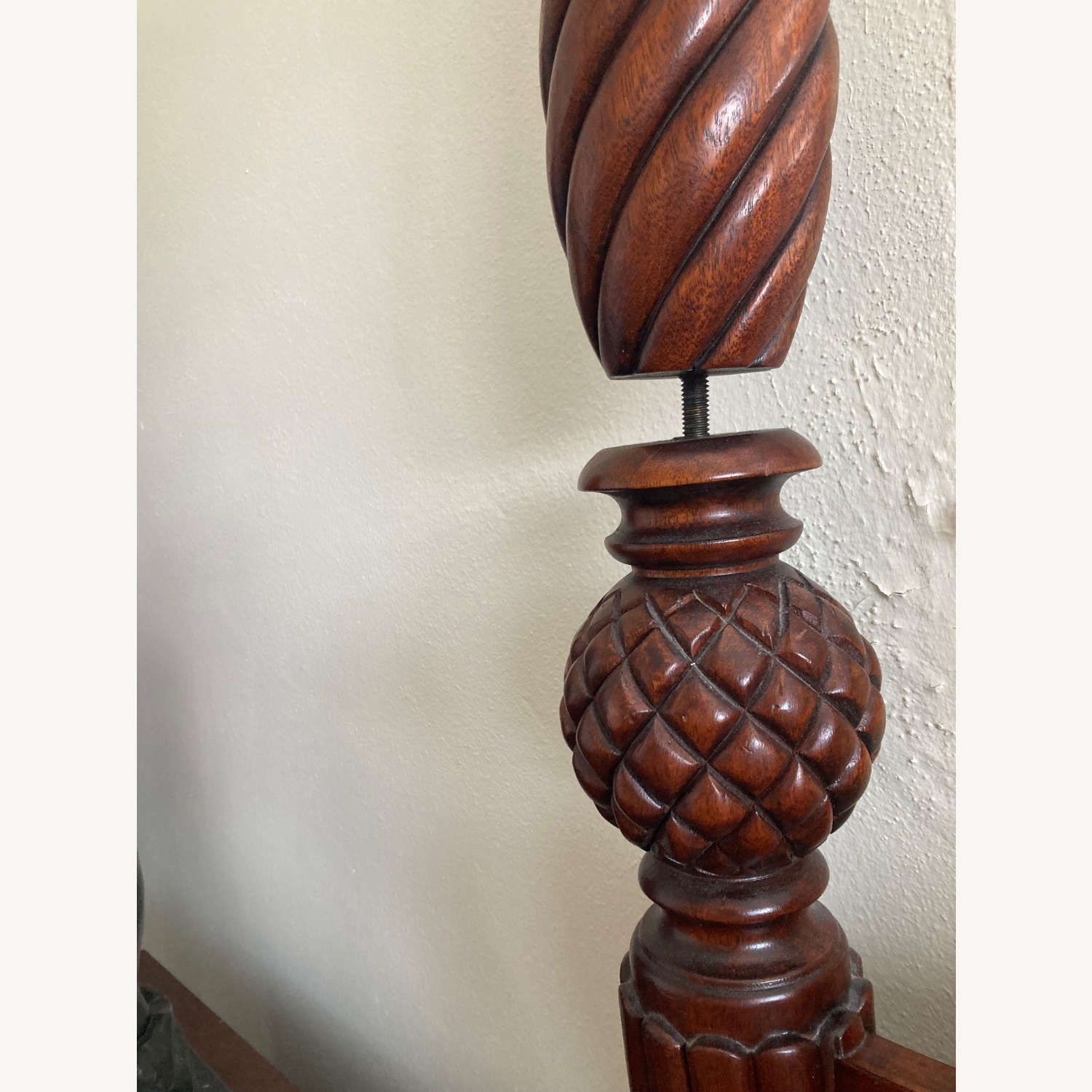 Vintage/Antique Vintage Dark Brown Wood king size bed frame - image-4