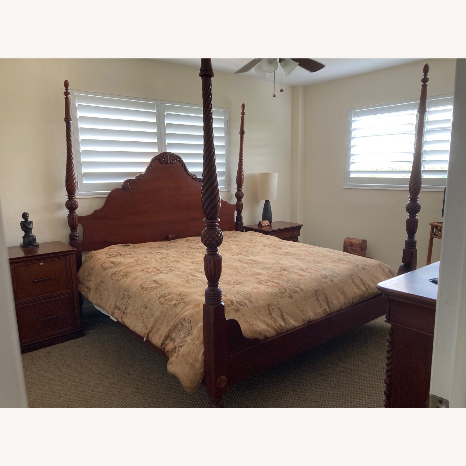 Vintage/Antique Vintage Dark Brown Wood king size bed frame - image-2