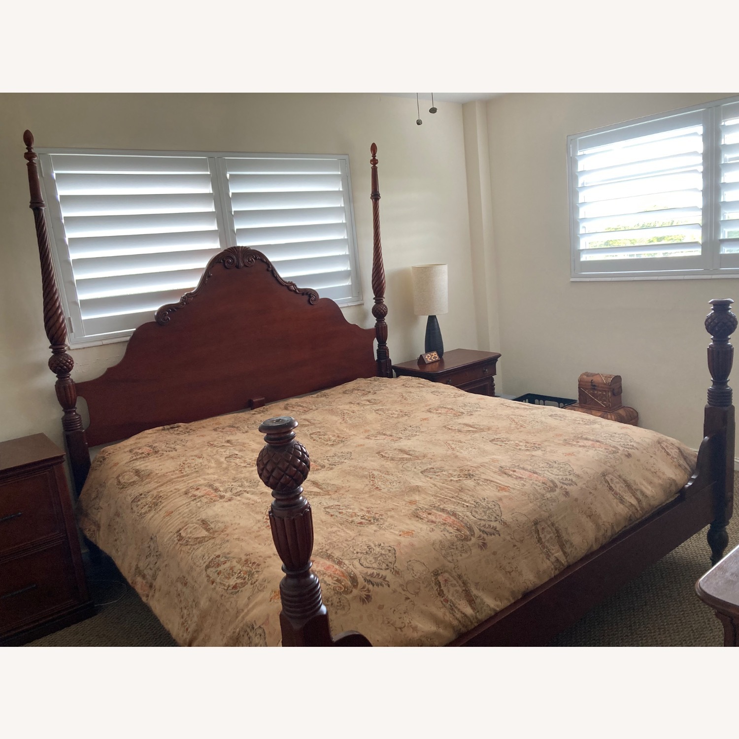 Vintage/Antique Vintage Dark Brown Wood king size bed frame - image-3