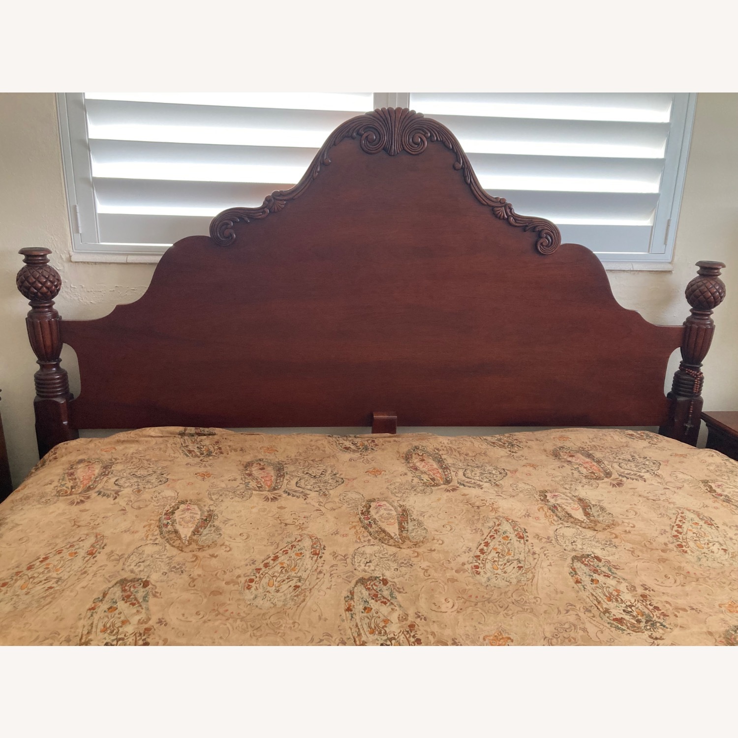 Vintage/Antique Vintage Dark Brown Wood king size bed frame - image-7