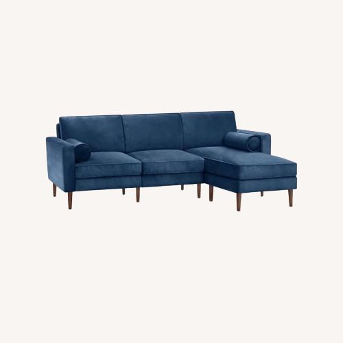 Used Burrow Nomad Blue Velvet 3+ Piece Sectional for sale on AptDeco