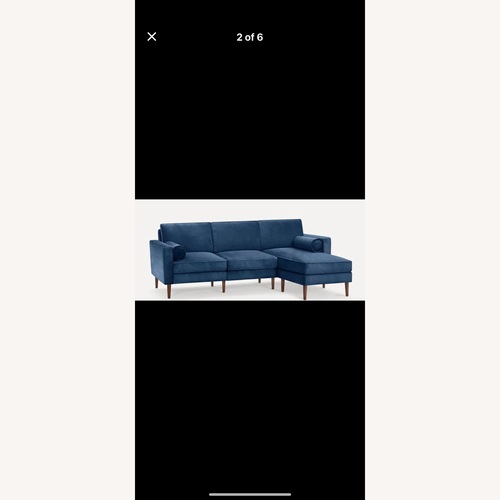 Used Burrow Nomad Blue Velvet 3+ Piece Sectional for sale on AptDeco