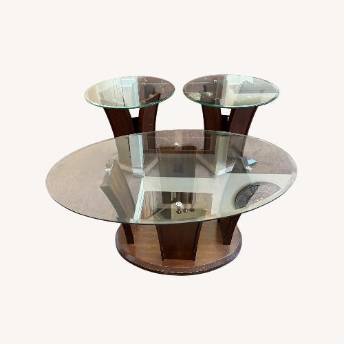 Used 1 Glass Top Coffee Table and 2 Side Tables for sale on AptDeco