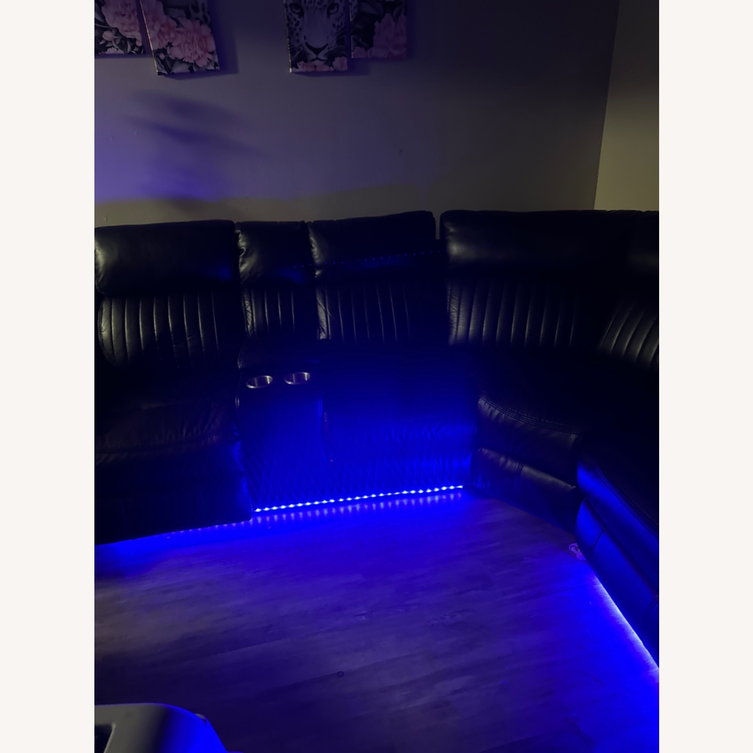 Black Leather 3+ Piece Sectional - image-2