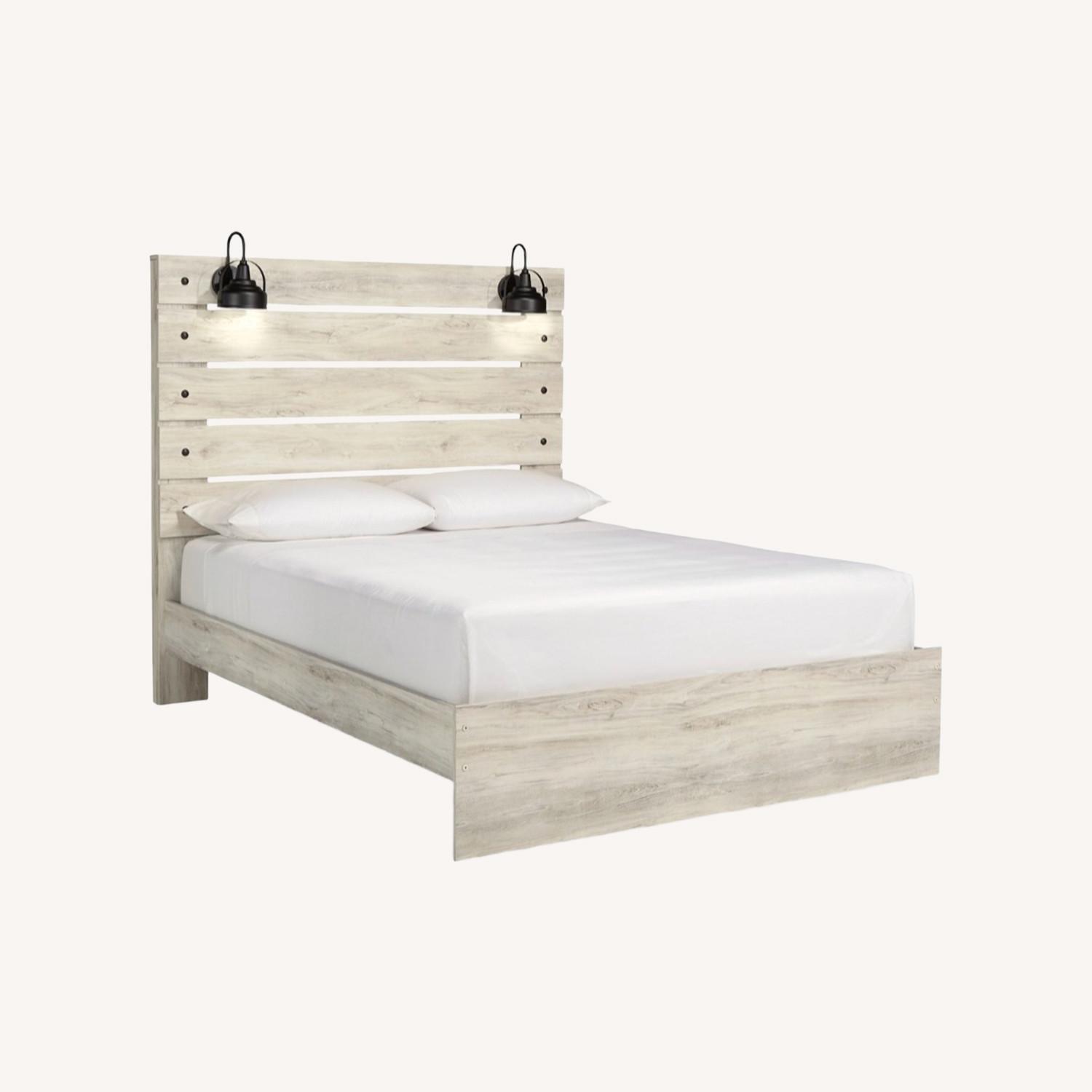 Camel Back Dark Grey Wooden Bed - image-0