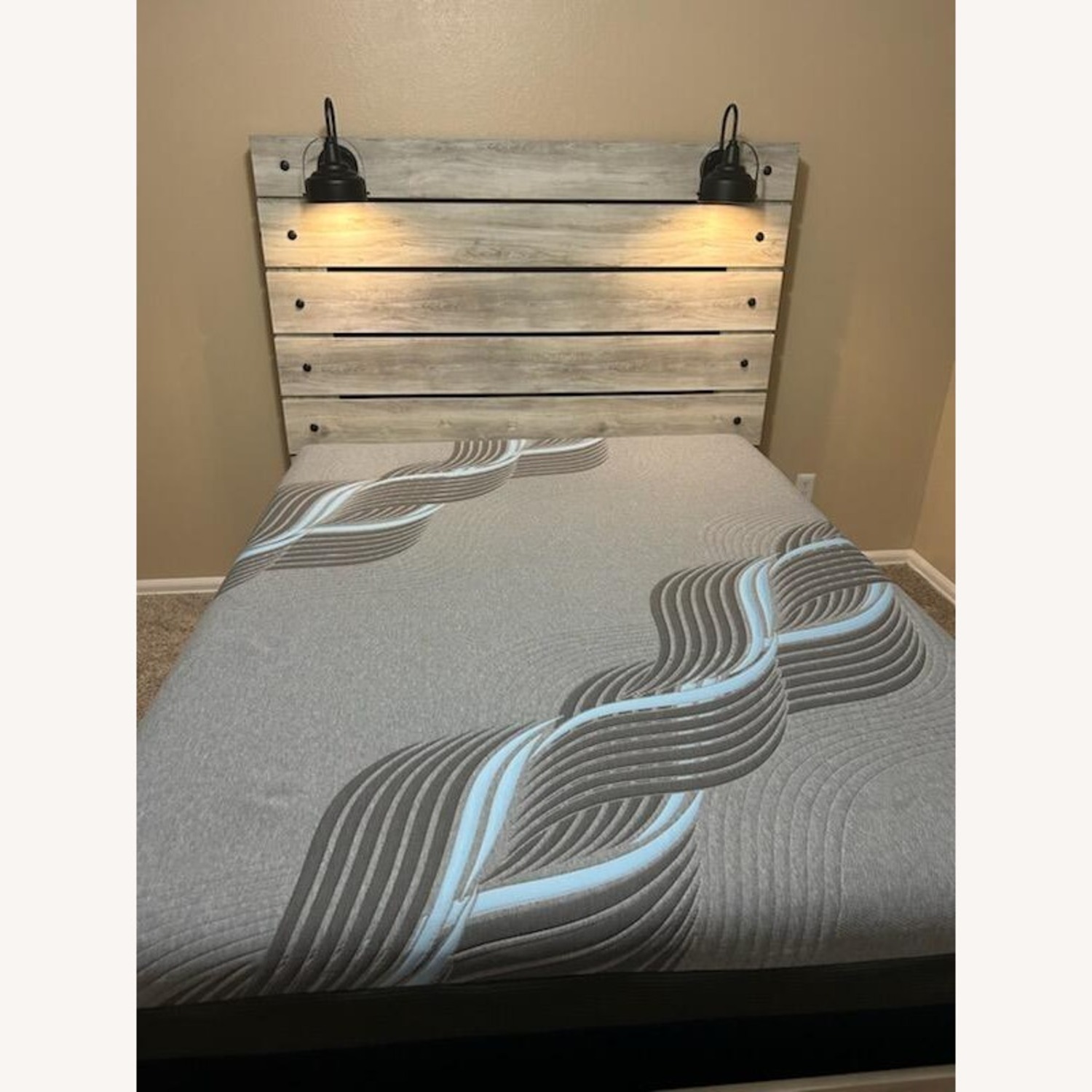 Camel Back Dark Grey Wooden Bed - image-3